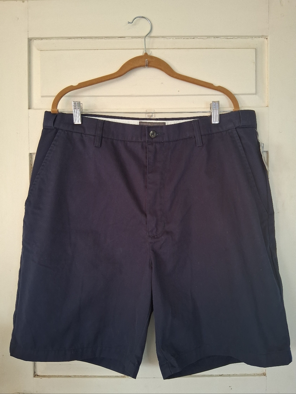 Casual Men's Navy Chino Cotton Shorts Stain Defense Wrinkle Resistant Sz 38